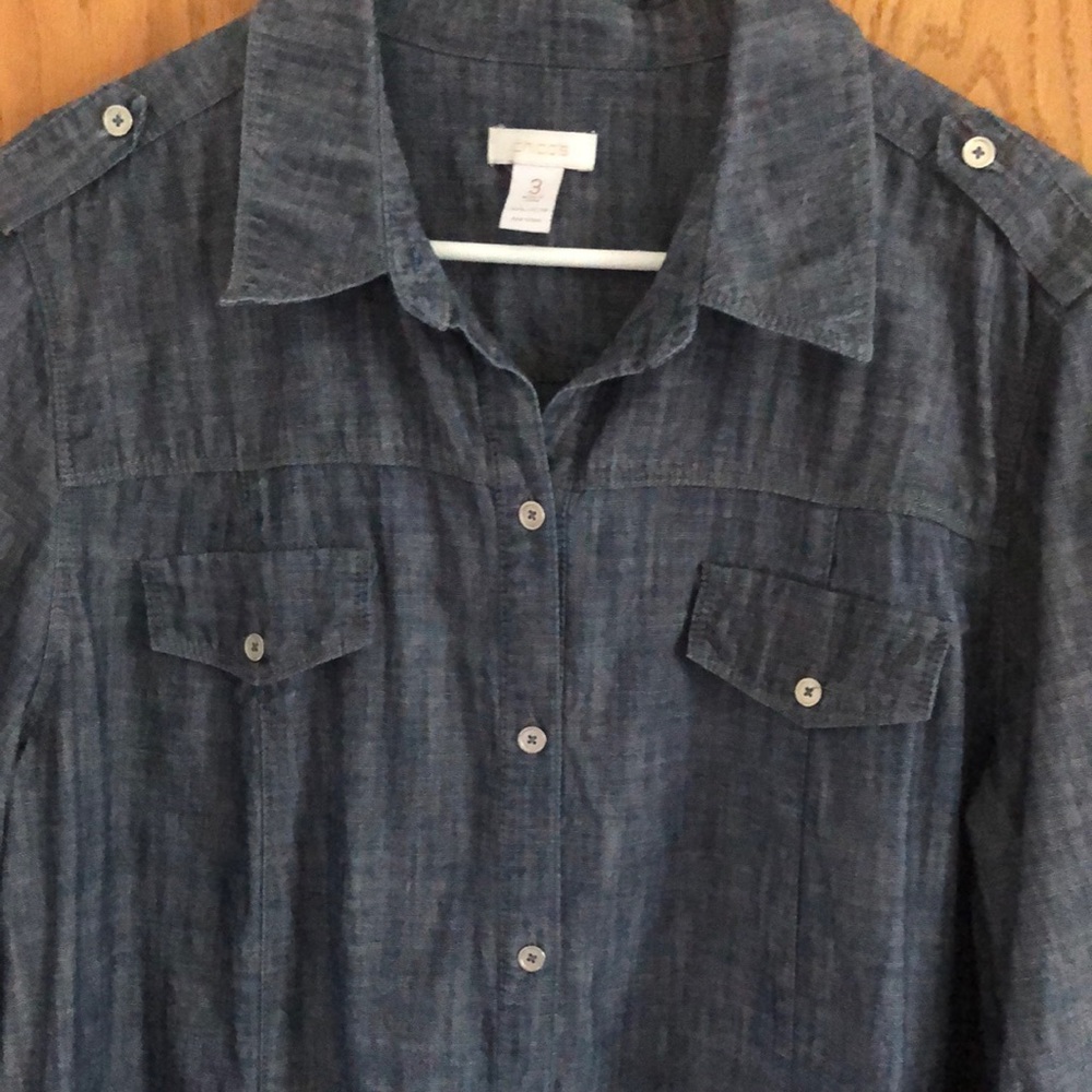 Chico's Denim Blue Shirt size L/XL - Picture 3 of 9